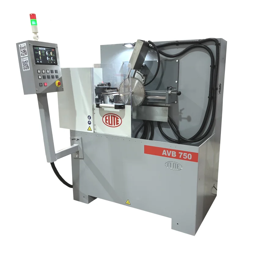 Sharpening circular saws machine for carbide tips saws ELITE model AVB 750. It allows to sharpen all the geometries of the back and face of the teeth